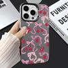 Cherry Bowknot Sterling Silver Shell Phone Case for Apple iPhone 17/16/15 Pro and 14 Pro Max