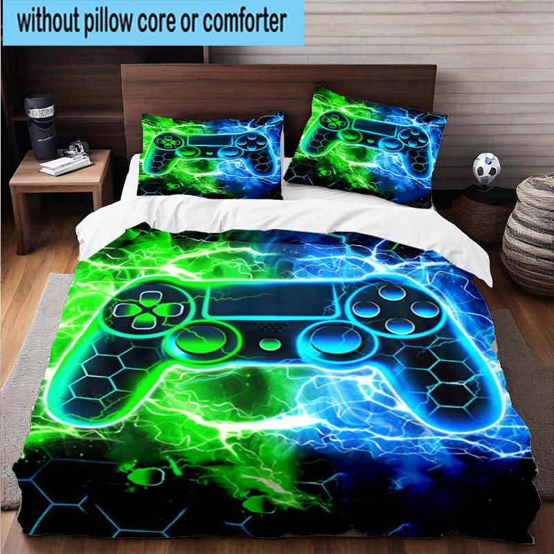 Galactic Gaming Game Controller 3pcs Bedding,Including 1pc Duvet Cover And 2pcs Pillowcases Perfect for Christmas,Ideal for Bedroom, Dormitory