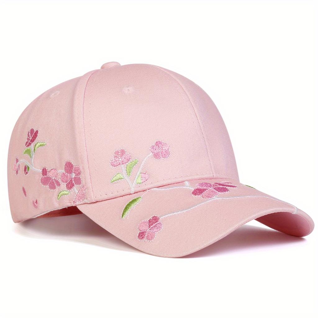 Verstellbare Baseballkappe für Damen mit Kirschblütenstickerei - Stilvoll und Lässig, Geeignet für Sonnenschutz