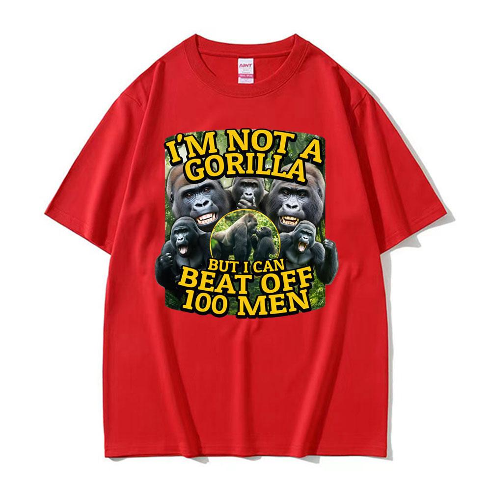 Funny Gorilla Vs 100 Men Meme Graphic T Shirts Men's Women Vintage Fashion Summer T-shirts Casual Summer High Quality T Shirt