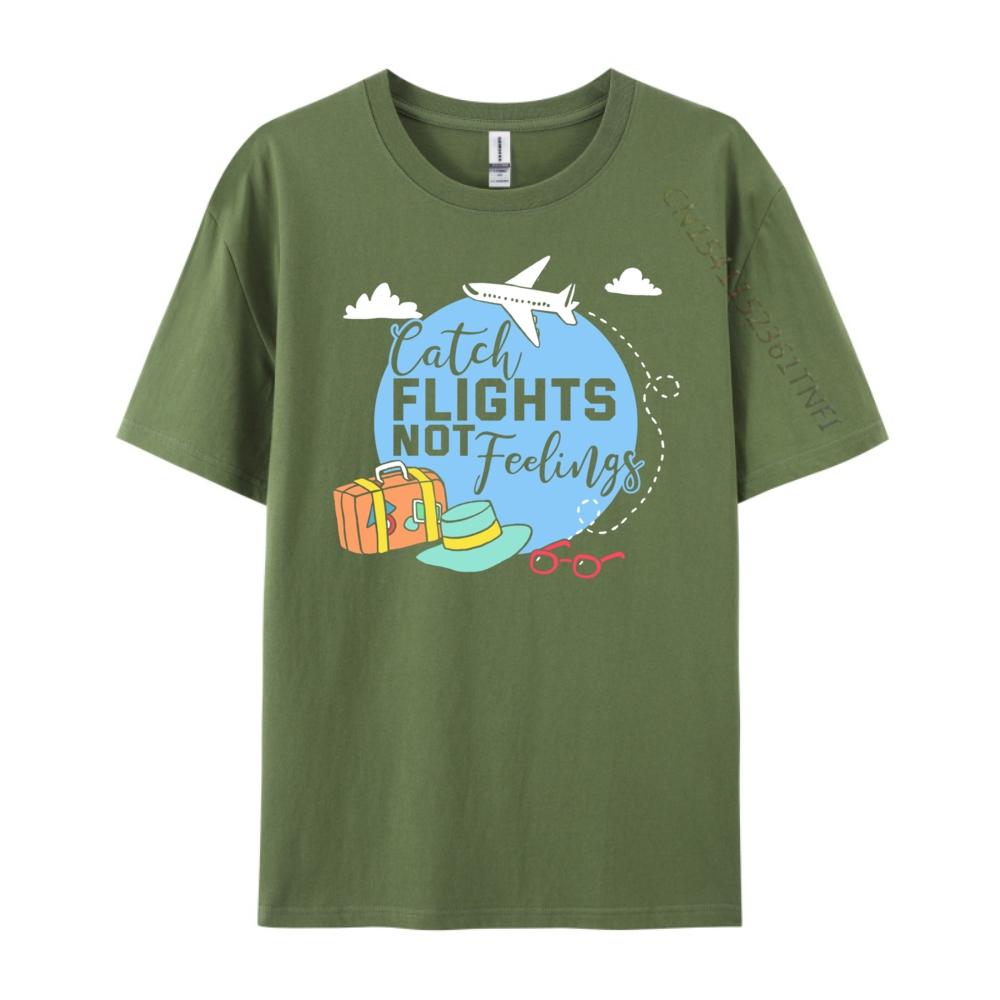 Flights Not Feelings Stewardess Flight Attendant T Shirt Men 100 Cotton Gifts For Men
