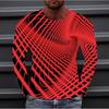 Trendy Long-sleeve Graphic T-shirt with Optical Illusion Pattern, Great for Casual Daily Wear.