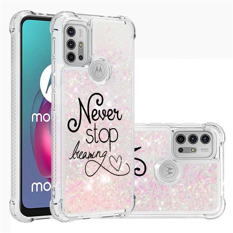 Liquid Phone Case For Motorola Moto G30 G20 G10 G Pure Stylus Play E7 Power 2021 Cover Painted Glitter Quicksand Capa