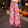 Women's Casual Wide Leg Pants Stretch Belt Pocket  Print Adjustable Tie Pants