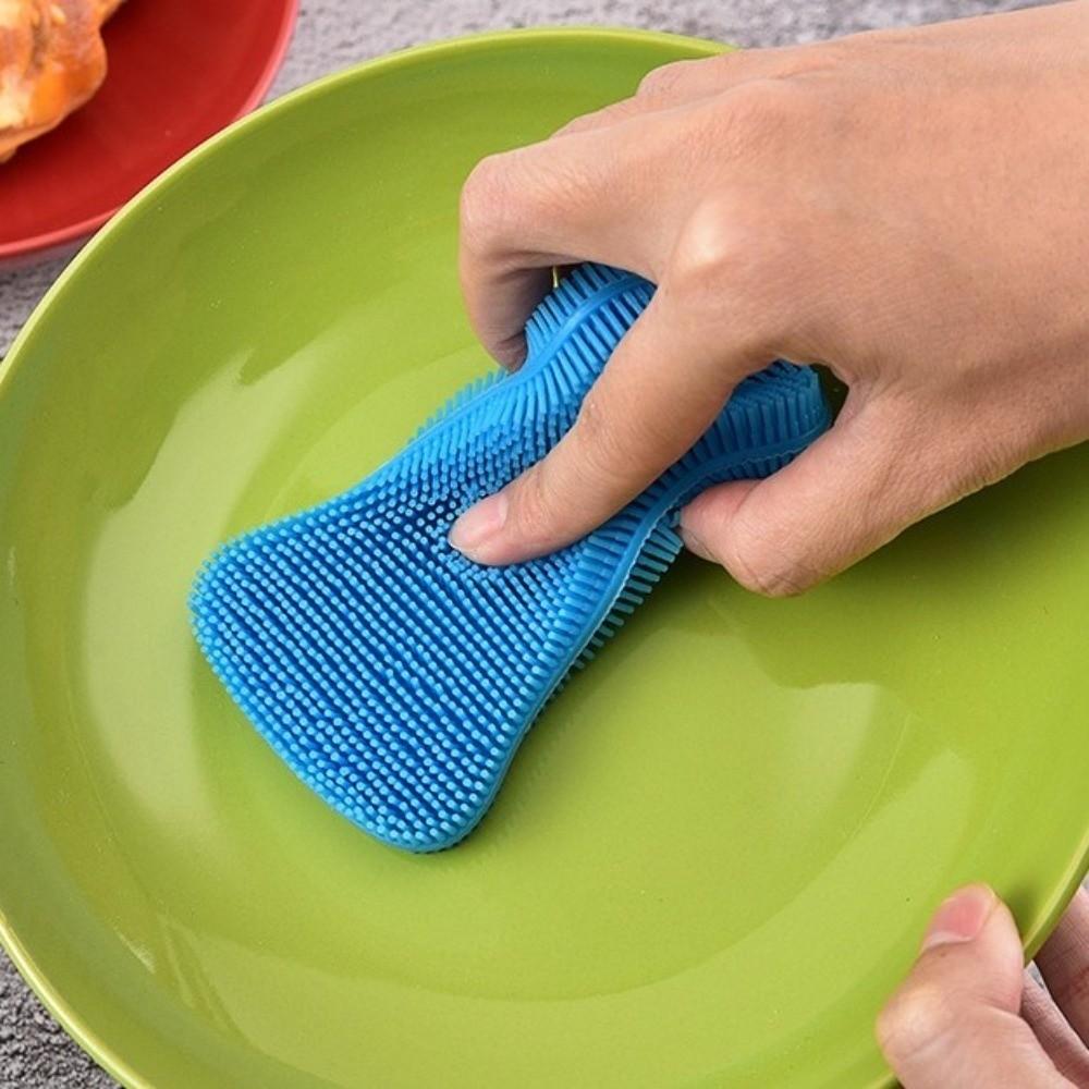 3pcs/set Double Sided Silicone Cleaning Brush Reusable Silicone Scouring Pad  Kitchen
