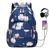 New School Laptop Backpack Women Girls Bookbag Flower College Backpack with USB Port Water Resistant Large Capacity Travel Bags