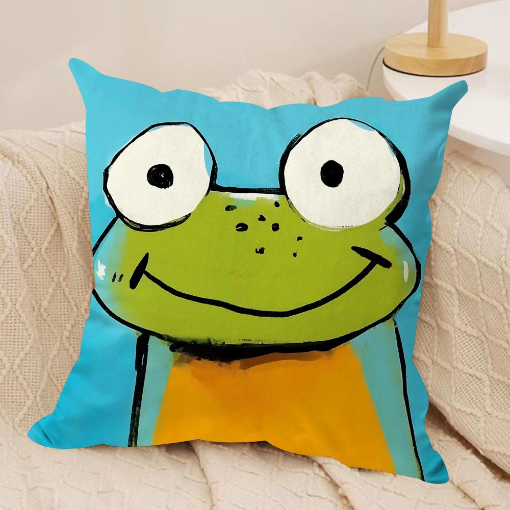 Kids Cartoon Cute Animal Cushion Cover Silky Short Plush Invisible Zipper Dustproof Sofa Pillow Case For Home Decor