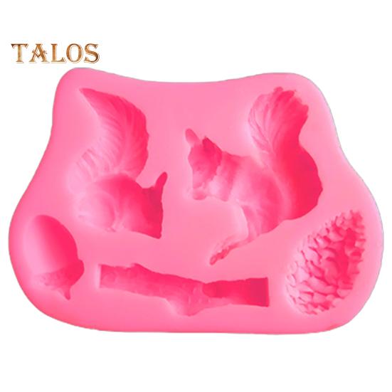 

Силиконовая форма с антипригарным покрытием, декоративная экологически чистая креативная 3D форма с белкой и сосновой шишкой, пень для торта, шоколадная форма для дома розовый