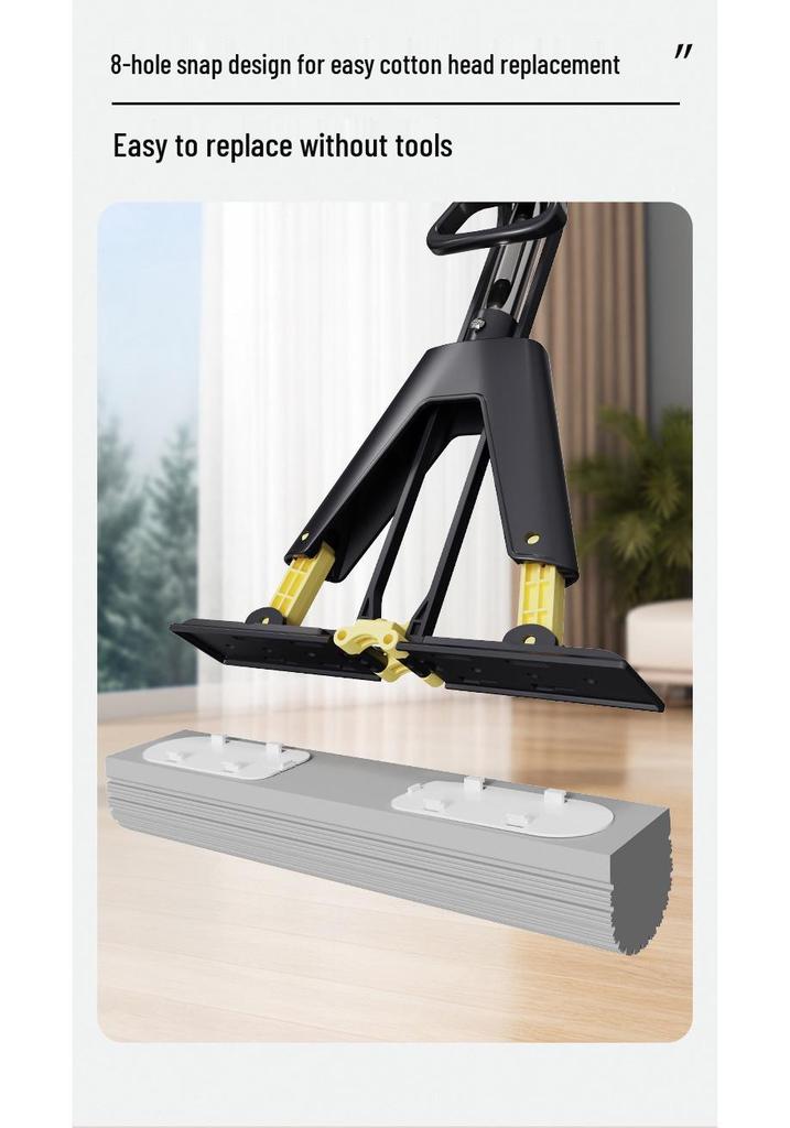 Foldable Sponge Mop with Stainless Steel Telescopic Handle for Dry and Wet Use In Home, Living Room, Bathroom Floors.