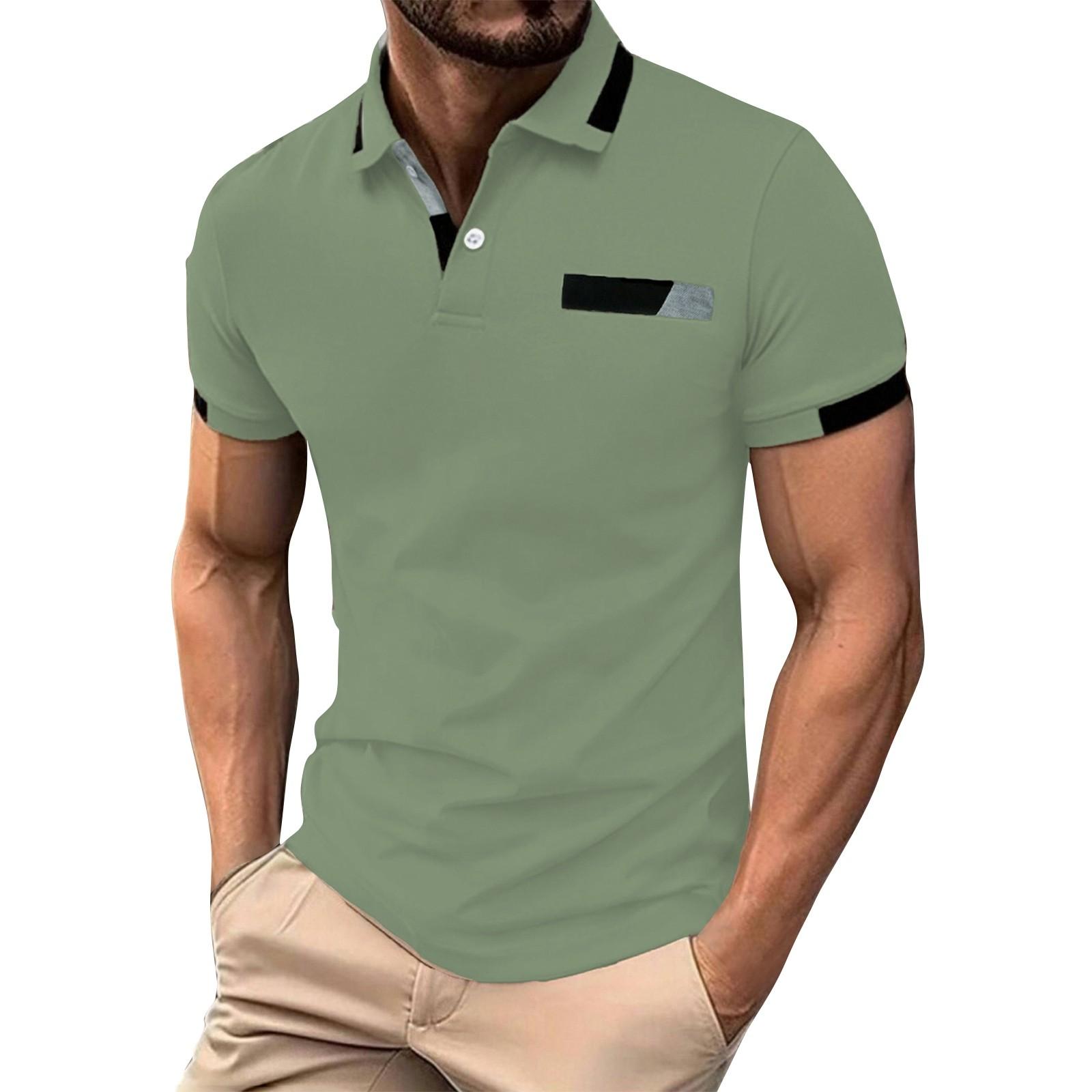 

Мужская однотонная рубашка с коротким рукавом и полосками на пуговицах, мужская повседневная модная рубашка XXXL зелёный