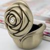 Mini Jewelry Storage Box Inlaid Gem Polishing Organizer Flower Shape Portable Alloy Storage Earrings Ring Dresser Decorative