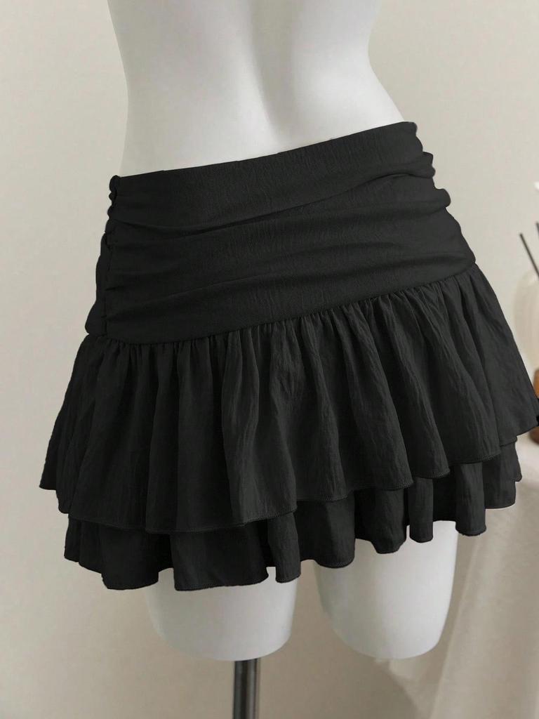 New Sexy High-Waisted Irregular Layered Ruffle Mini Skirt