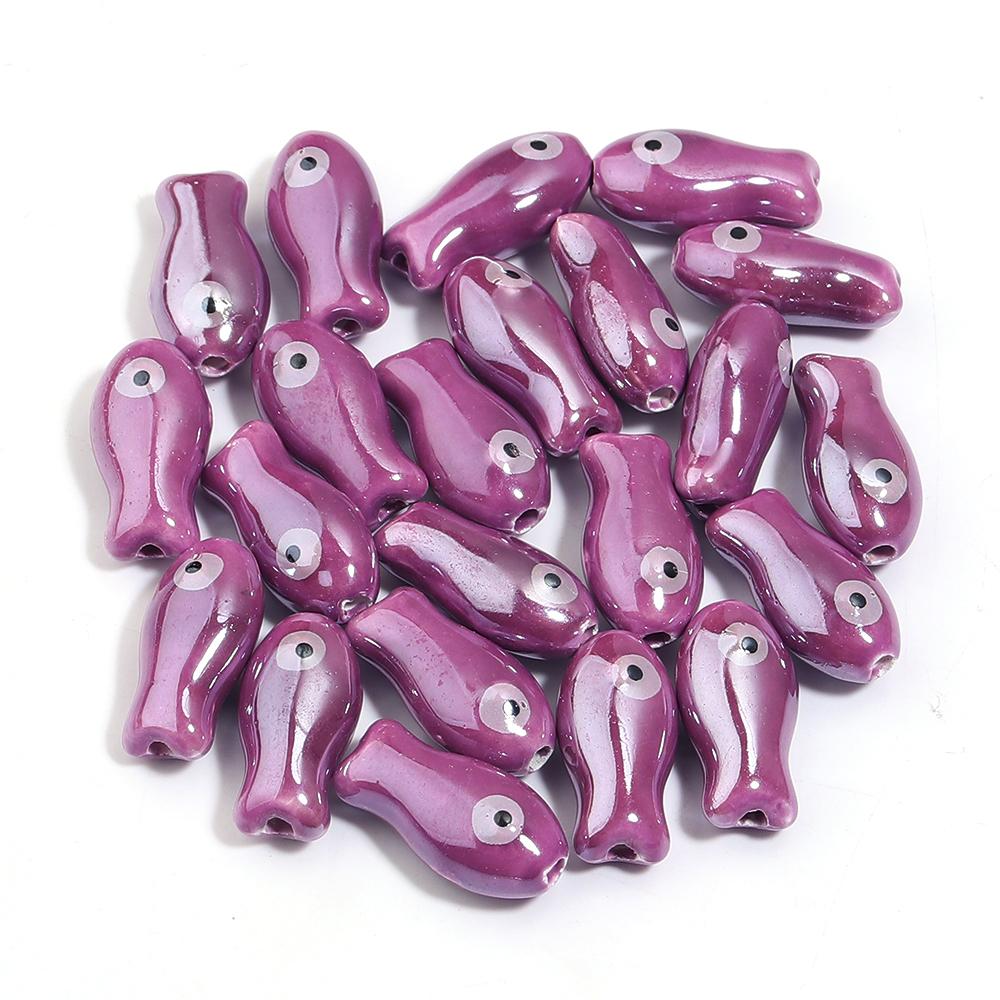 10pcs Retro Small Fish Beads Colorful Cute Ceramic Loose Spacer Beads For Jewelry Making DIY Necklace Phone Chains Accessories