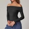 Women's Fashion Sexy One Shoulder Desire Long Sleeve Milk Silk Bottoming Shirt
