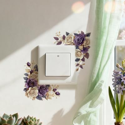 Adesivo Fiore Rimovibile per Interruttore Impermeabile Stacca e Attacca Decalcomania per Interruttore Luce per Decorazione Soggiorno Camera da Letto Bagno Cucina