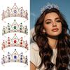European Style Wedding New Style Tiara Inlaid with Rhinestone Crystal Bridal Round Alloy Inlaid Diamond Crown Baroque