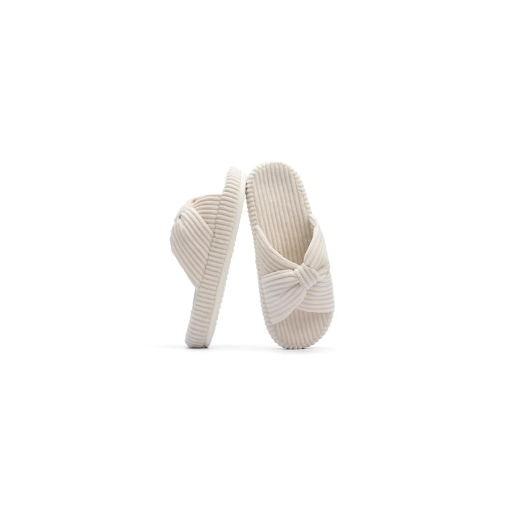 Chantomoo Women's Washable Slippers, Memory Foam, Corduroy, Ribbon, Crossband, Slide Shoes,