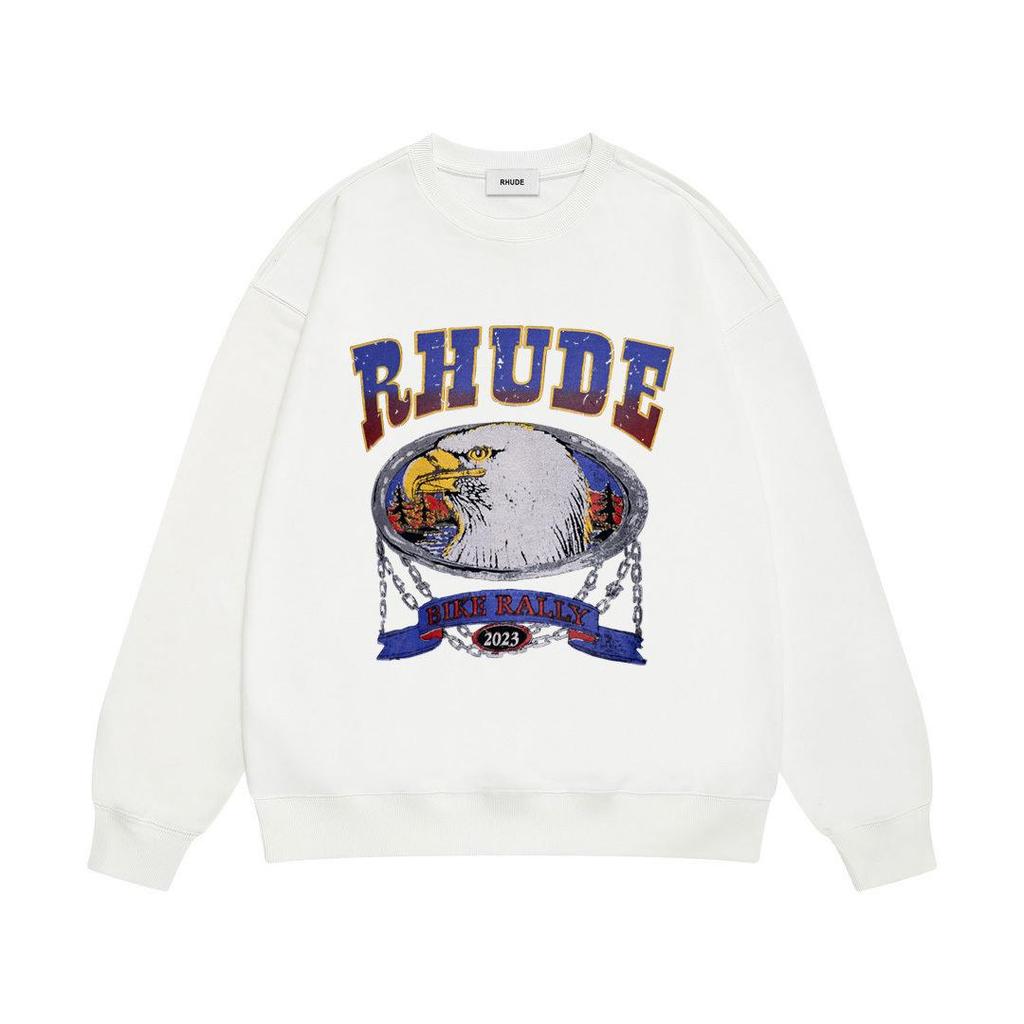 RHUDE Herren Lockerer Baumwoll-Hoodie mit Buchstabenprint - Europäischer & Amerikanischer Trend