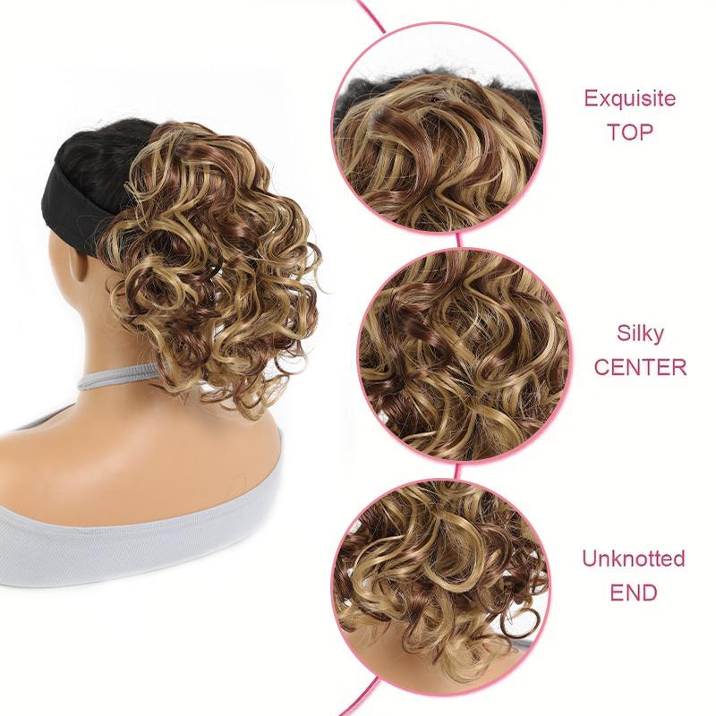 Drawstring short curled ponytail wig synthetic fiber ponytail wig natural and comfortable hair accessories for daily use
