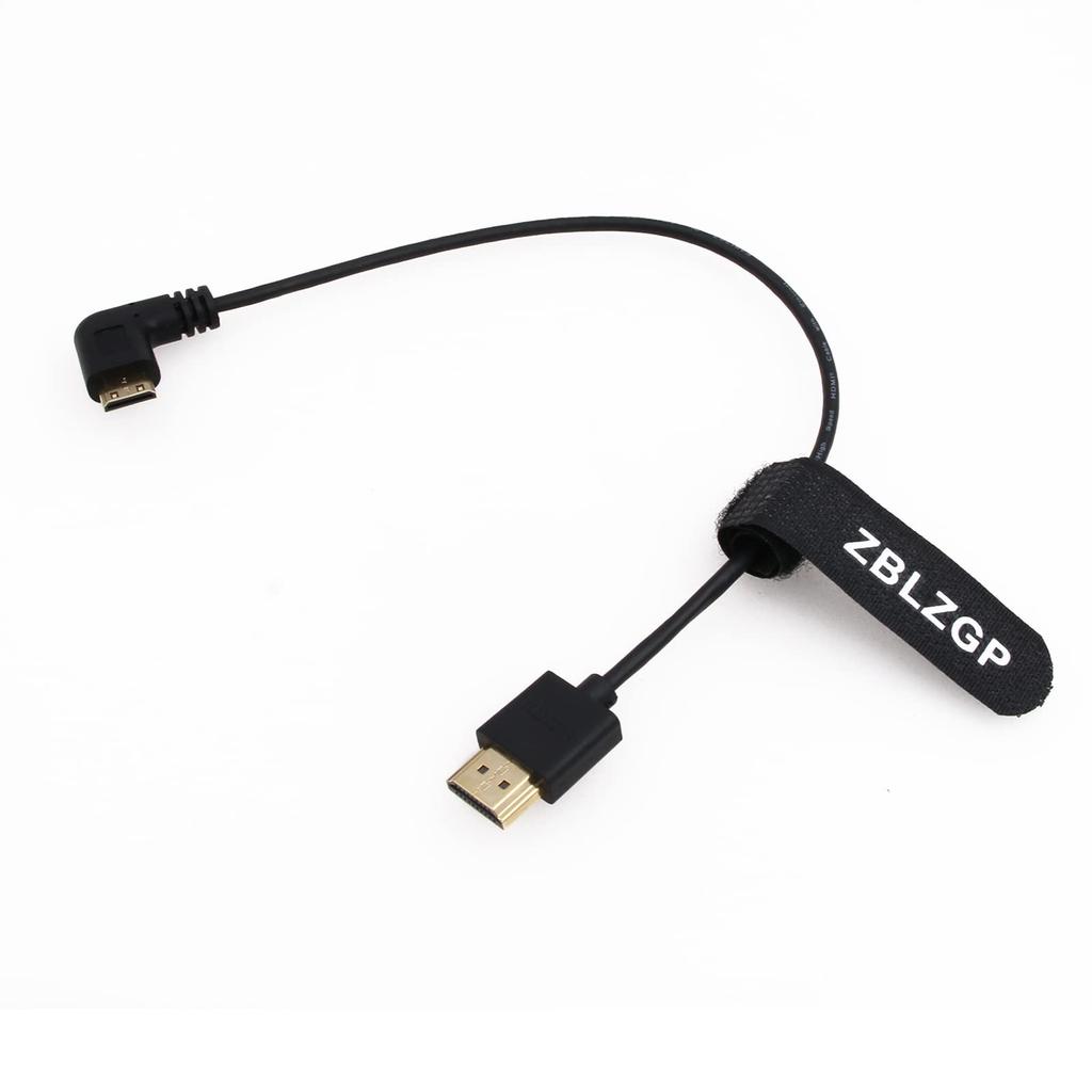 ZBLZGP 8K HDMI Type A HDMI Braided Coiled Compatible with Canon and Blackmagic Pocket Cinema Cameras Mini HDMI to Cable, 2.1 Right/Left Angled, Sony,