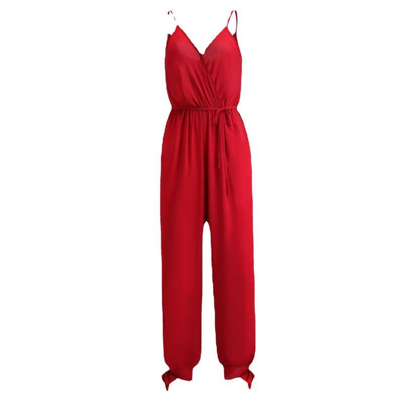 Tethered V-neck Camisole Jumpsuit for Women Tether V-neck Strap Jumpsuit