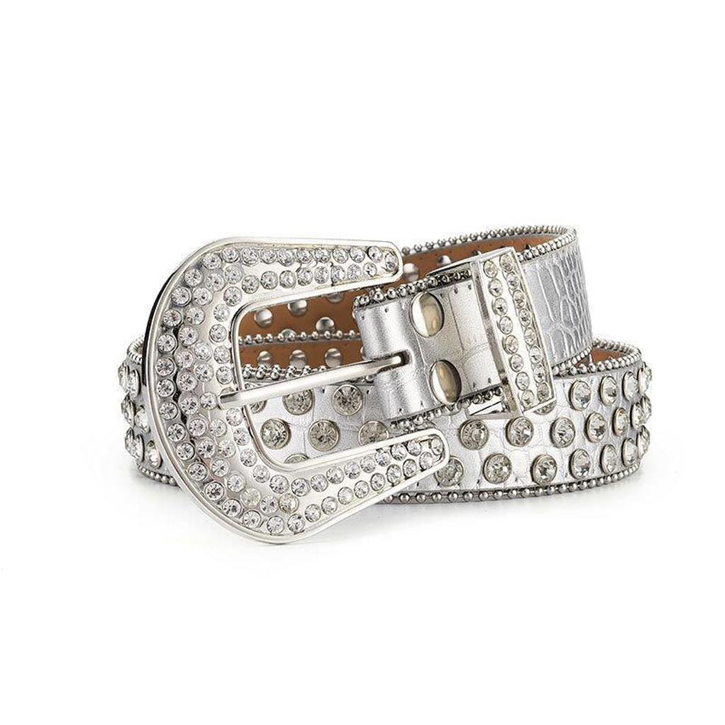 Fashion Rhinestone Belt for Cowgirls Waist Belt Gothic Style Rhinestones Studded PU Belt for Jeans Pants Female Costume