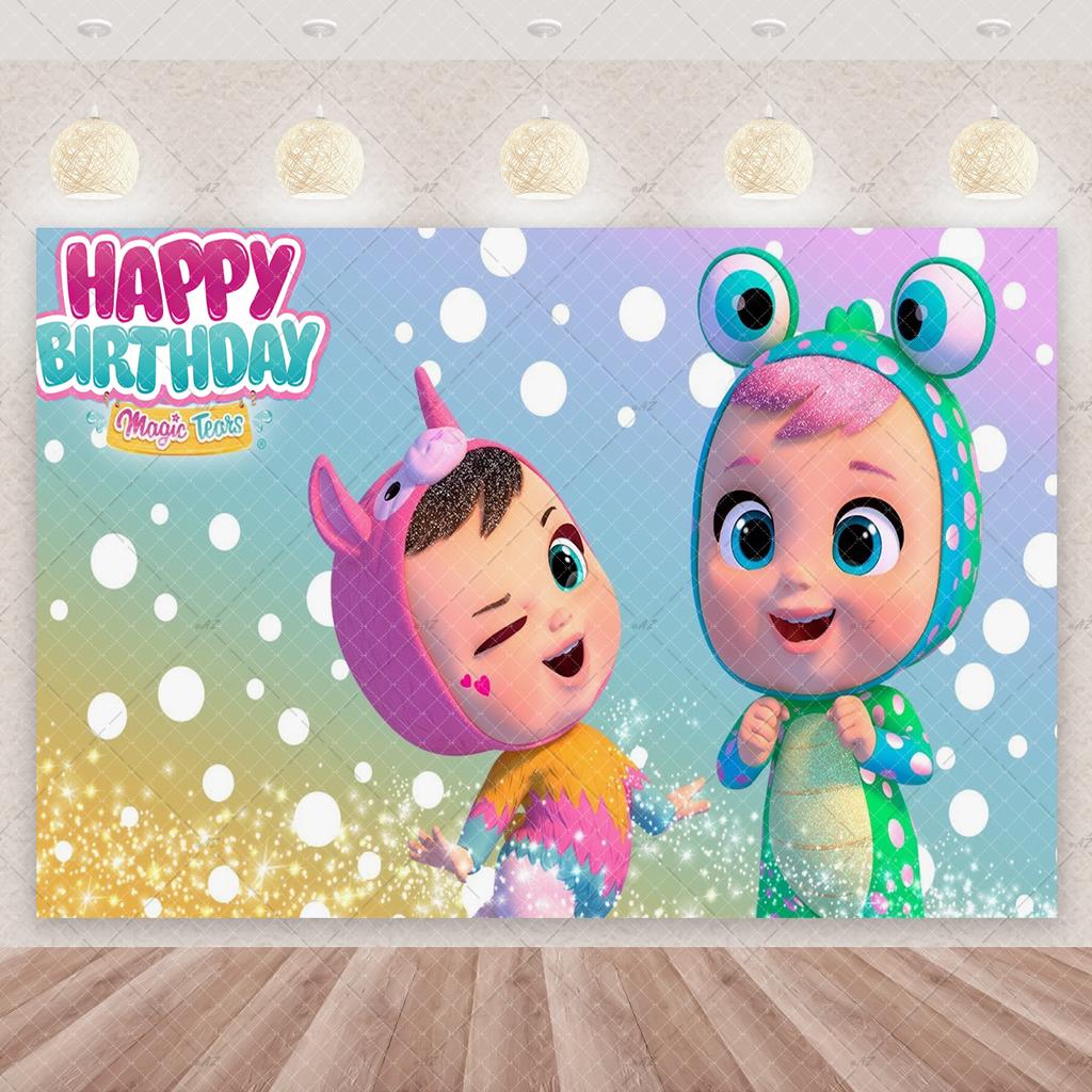 Cartoon Cute Cry Babiesed Birthday Party Decorations Lovely Blind Box Doll Backdrop Baby Shower Supplies Child Room Wall Hanging