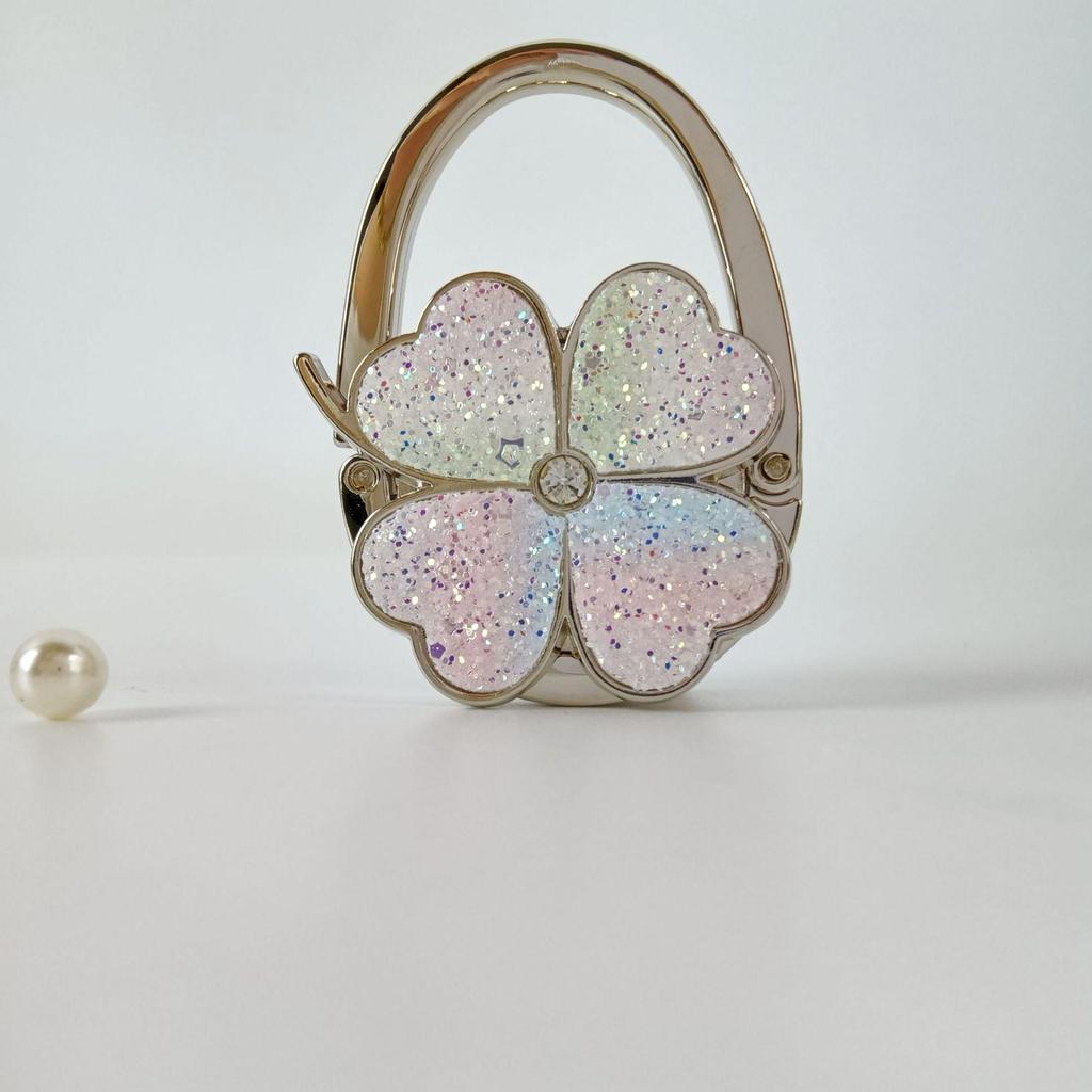 Four-Leaf Clover Floral Handbag Hook - Decorative Storage Accessory
