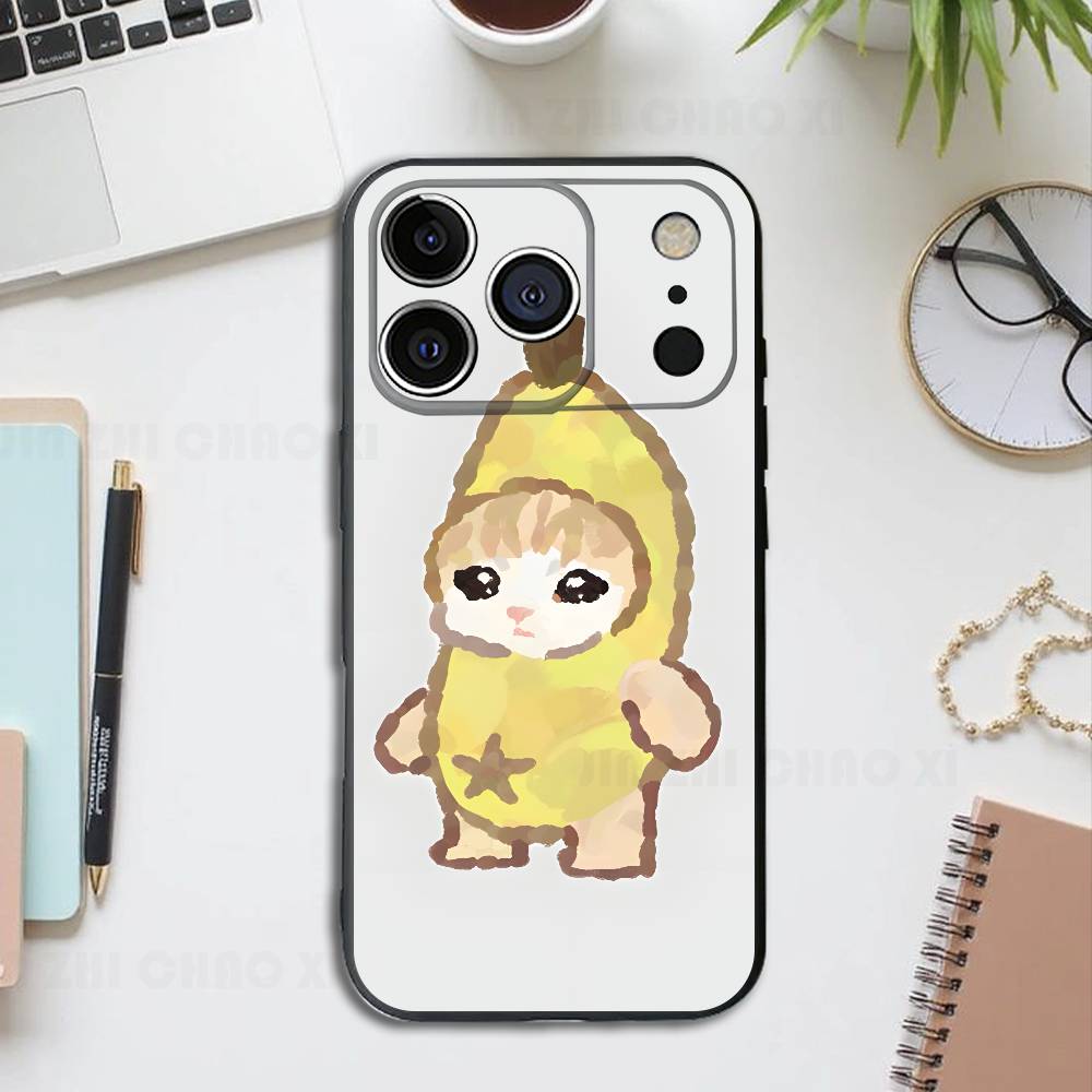 

Funny Banana Kitten Silicone Soft Phone Case For IPhone17 16 15 14 13 12 11 Pro Max Plus X XR SE Cover iPhone11