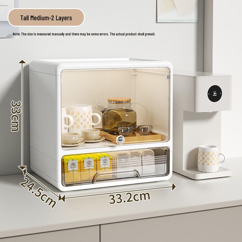 Многослойная пылезащитная полка для хранения подстаканников и чайного набора