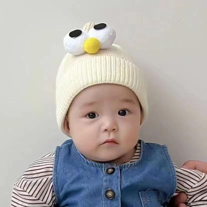 

Baby hat winter boys and girls cute big eyes warm knitted wool hat toddler pullover hat
