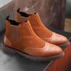 Autumn New Shoes for Men Genuine Leather Casual Brogue Shoes Man British Style Pointed Toe Ankle Chelsea Boots