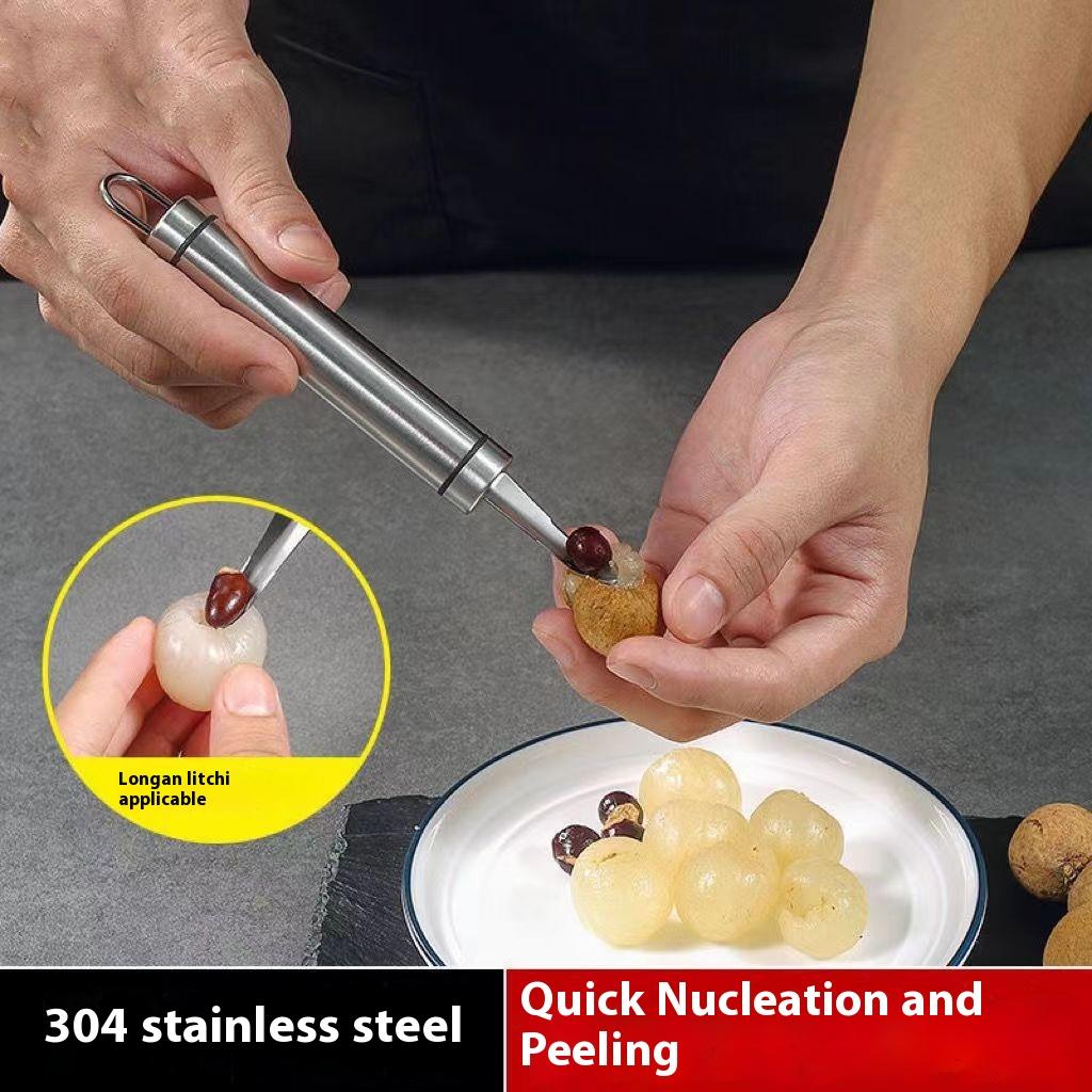 304 Stainless Steel Dragon Eye Core Removal Artifact Fresh Peeling Artifact Longan Coring Remover Dragon Eye Meat Digging Household Organic