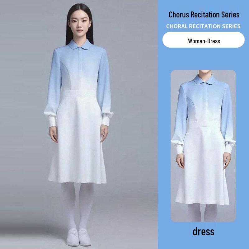 Women s Chinese-Style Graduation Attire for Patriotic Chorus Competition 150cm