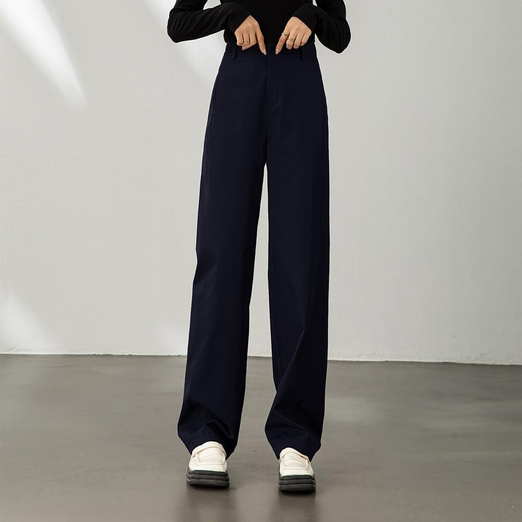 1116 New Women's Purple Lazy Style Simple Commuter Long Pants with Thoughtful Straight-Leg Wide-Leg Casual Floor-Length Slimming