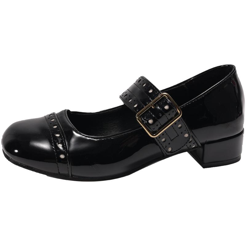 Women's Thick Heel Shoes Spring New Round Head Shallow Mouth Metal Line with Anti-slip Wear-resistant Heel Shoes