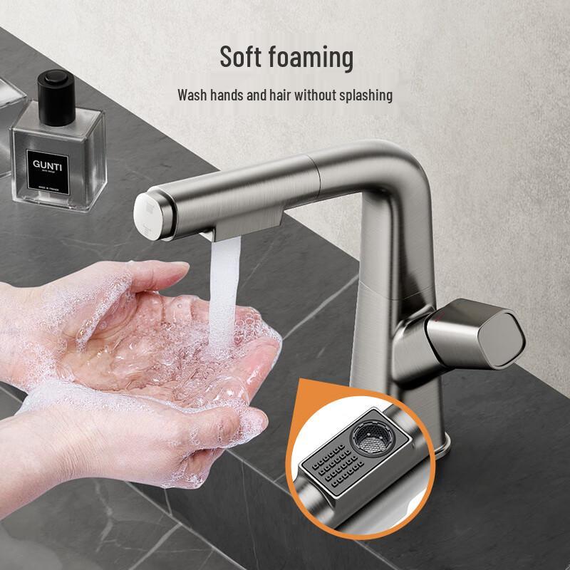 Lilang Gunmetal Grey Lift Pull-Out Basin Faucet