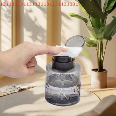 Refillable Lockable Empty Pump Dispenser Nail Manicure Cleaner Makeup Remover Container Press Bottle For Personal Use