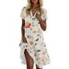 Women's Casual Fashion Stand Collar Floral Print Short Sleeve Dress