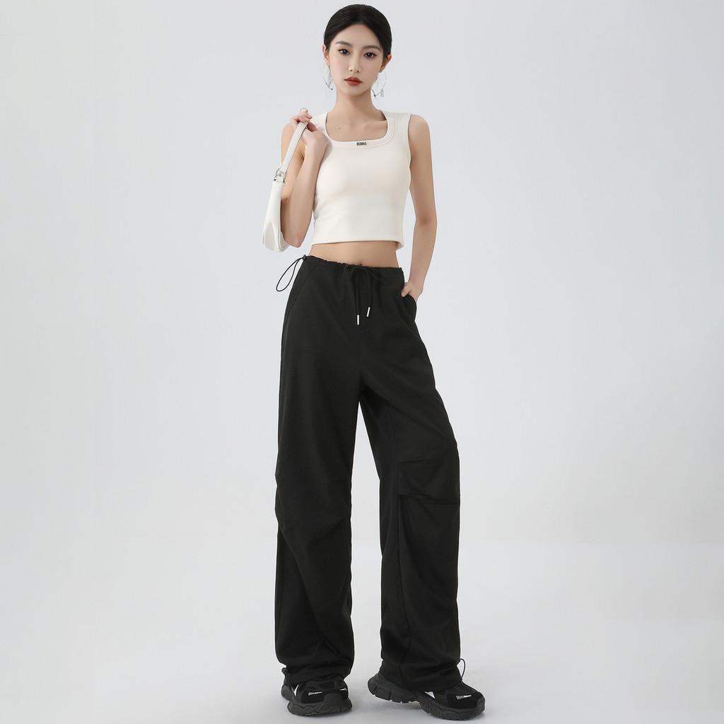 Tide Cool Cargo Pants For Women High Waist Loose Fit With Drawstring For Streetwear Style