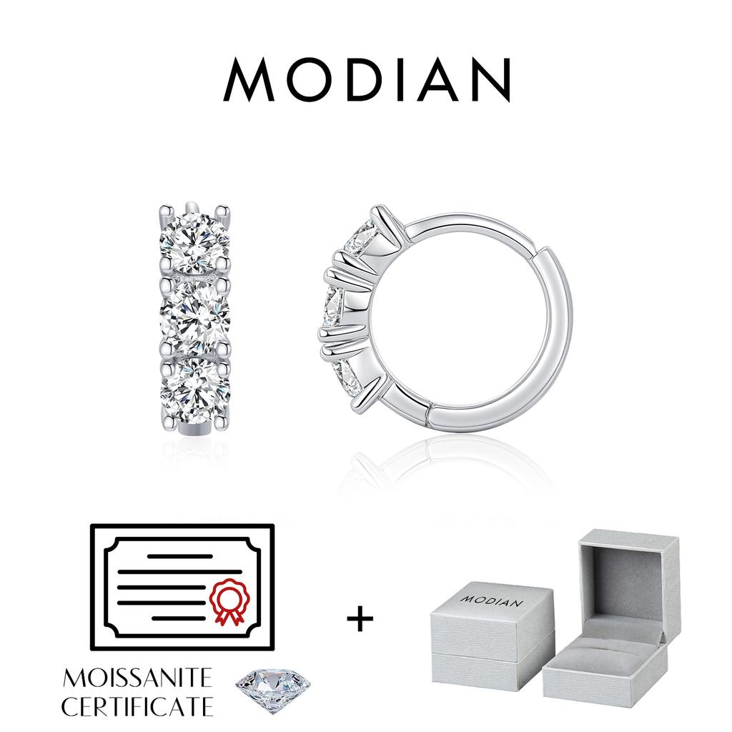 D Color Moissanite Classic Ear Buckle 925 Sterling Silver Trendy Round Stackable Hoop Earrings For Women Fine Jewelry
