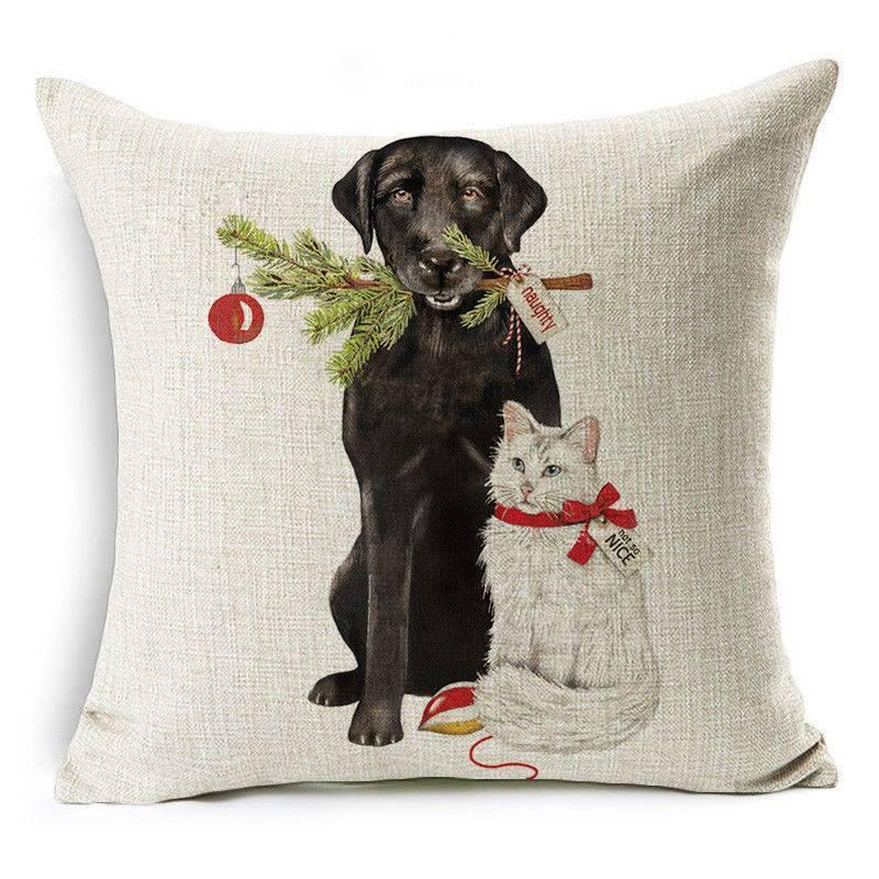 Luxurious 18'' Dachshund Printed Christmas Linen Cushion Cover For Chic Home Decor