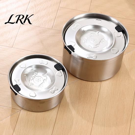 No Wet Mouth Dog Water Bowl 1.2/3.2L Stainless Steel Bowl, No-Spill Slow Drinking Pet Anti-Splash Non-Slip Dispenser for Small Medium Large Dogs, Cats