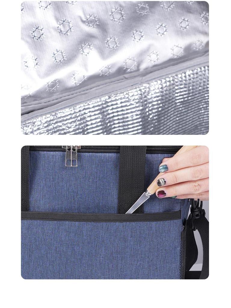 Geantă de picnic multifuncțională izolată cu capacitate mare și pachet de gheață pătrat