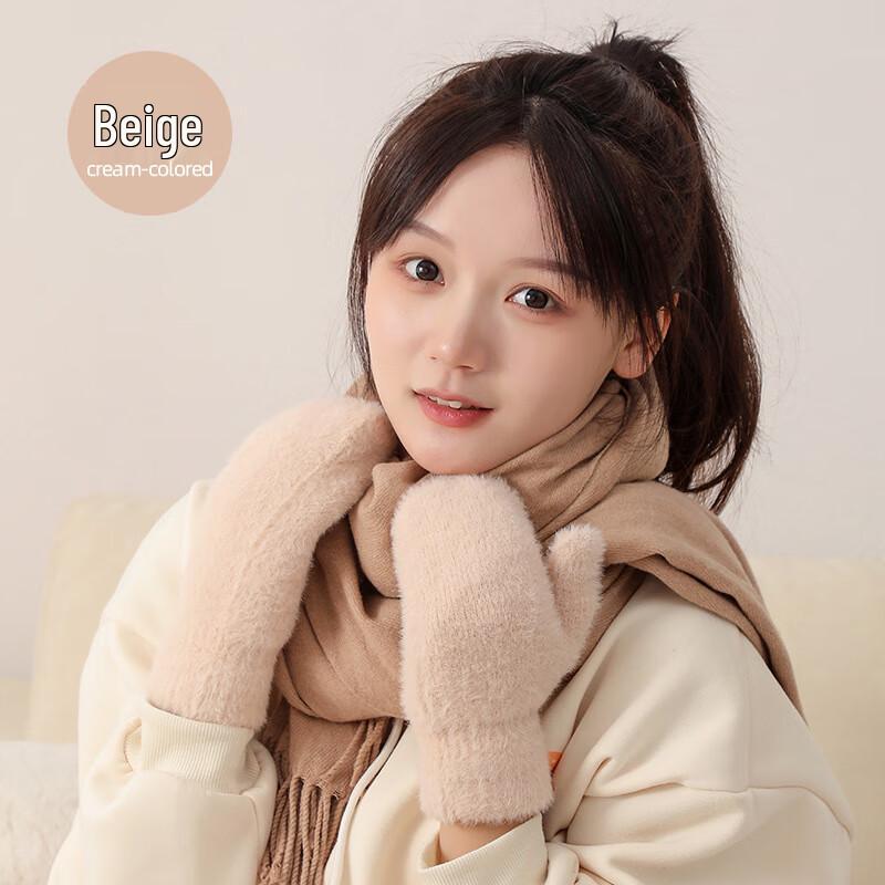 Women s Thermal Plush-Lined Full-Finger Winter Gloves