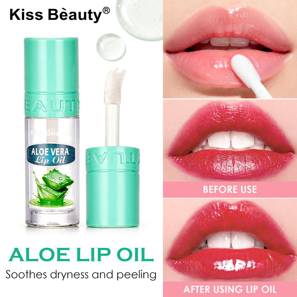 Kissbeauty Aloe Lippenöl Feuchtigkeitsspendend Feuchtigkeitsspendend Hydrierend Entsalzend Anti-Trockenheit Rissige Lippenkontur Lippenbefeuchtung
