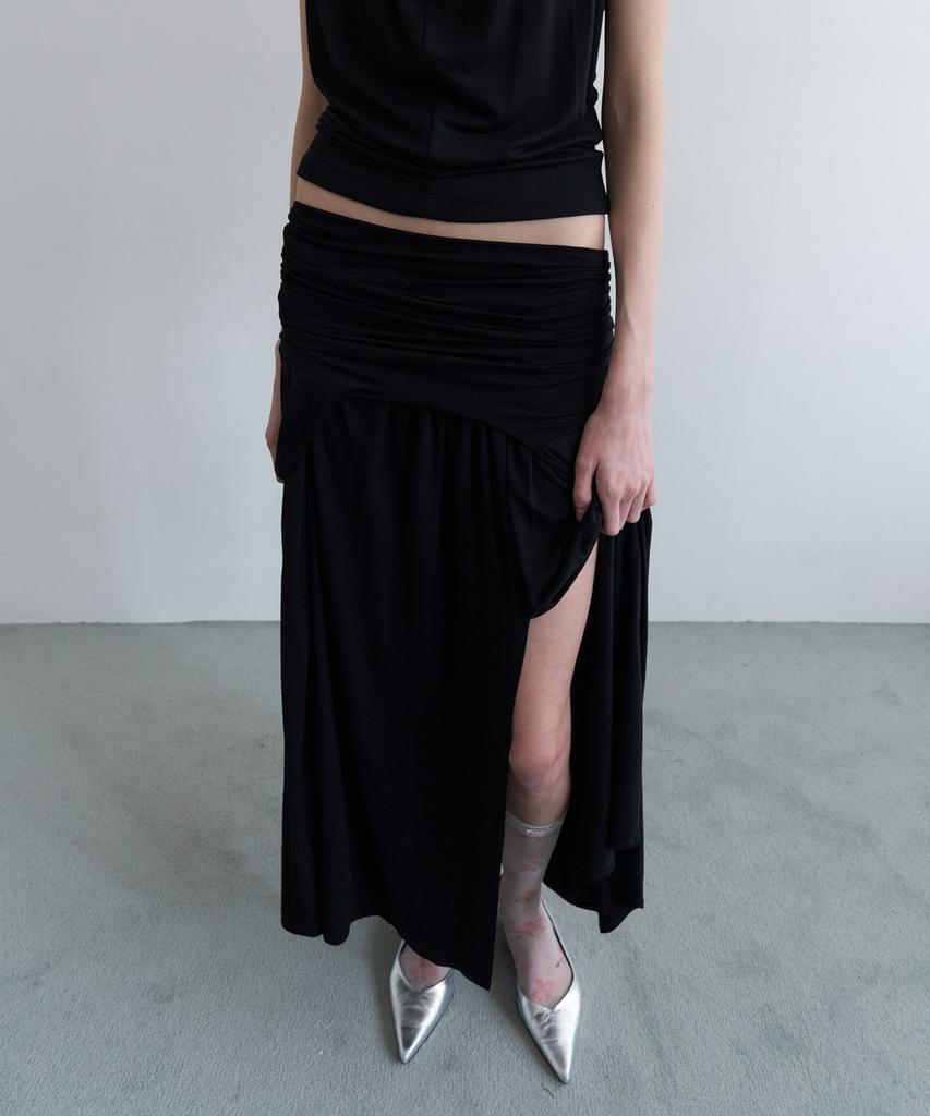 Obeodyupeulleeo Draped Turn Over Skirt_Black