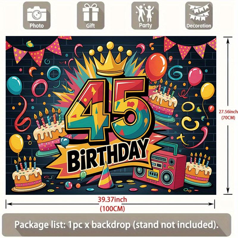 2D plane polyester fiber colorful 45th birthday celebration background fabric interior and exterior decoration