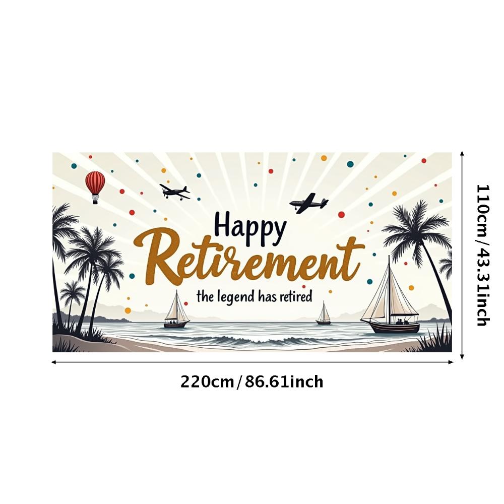 Palm Trees Design Event Banner Travel Decor Happy Retirement Banner for Retirement Gathering Travel Event Vacation Party