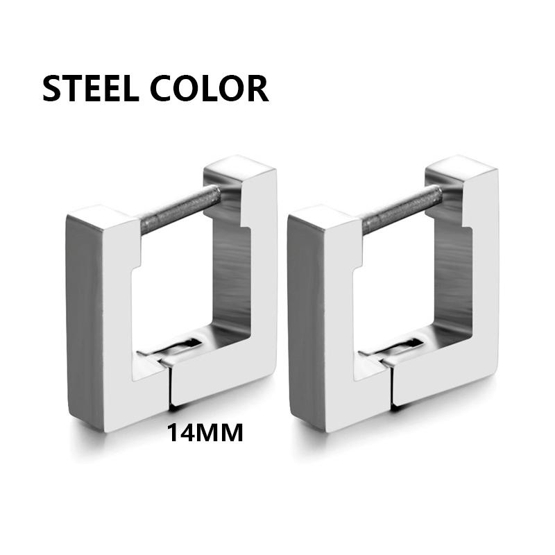 1 Pair Unisex Punk Rock Geometric Triangle Stainless Steel Earrings Women Men Piercing Push-Back Clip Ear Rings Party Zircon